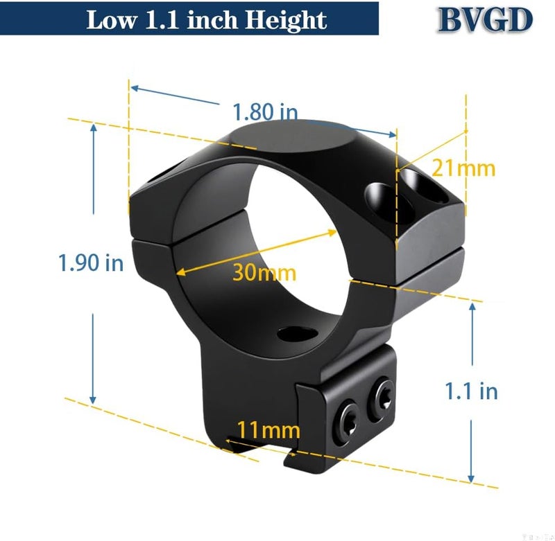 BVGD Store 30mm Dovetail Scope Rings, High Profile, Medium Profile and Low Profile 30mm Scope Mount Rings for 11mm Dovetail Rails - Image 2